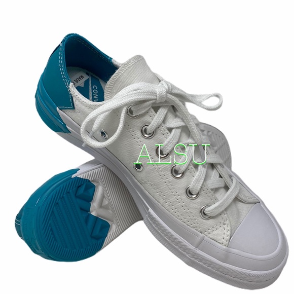 Converse Chuck 70 Low Top Leather White Teal Skate Shoes Womens Size 6.5 566751C - Picture 5 of 10